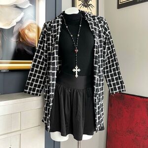 Black and White Checkered Cardigan